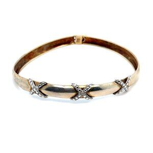 925 XXX Diamond Accent Gold Vermeil Bangle